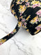 Black Pink and Yellow Floral Crinkle Chiffon Flat Trim Ribbon Straps Hollow Tube Tubular 10 yards  ATN01169